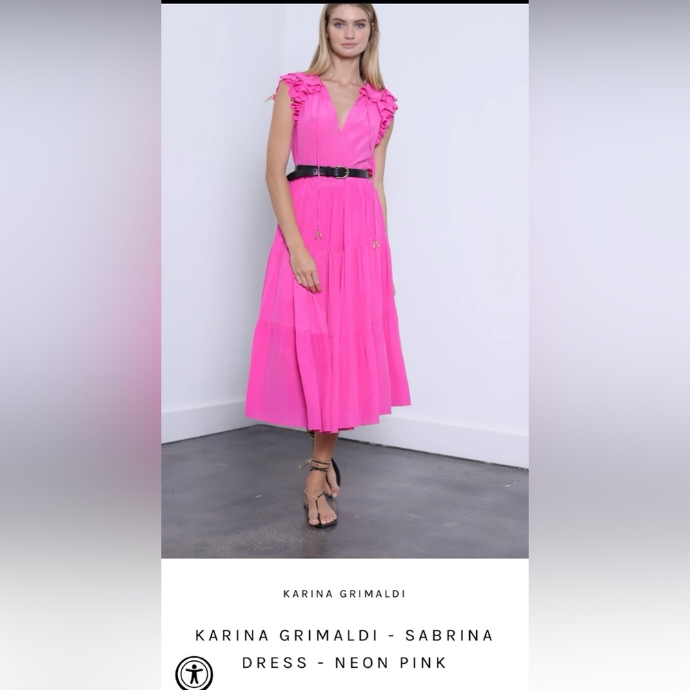 Karina Grimaldi Sabrina Vibrant Pink Sleeveless Silk Dress XS - Picture 2 of 14